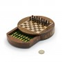 Magnetisches rundes Chess Set mit Schachfiguren und Kasten aus Naturholz