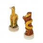 Schachfiguren die Tierwelt aus Alabaster und Kunstharz von Hand bemalt