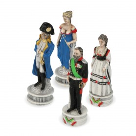 Schachfiguren Savoyen gegen Bourbonen aus Alabaster und Kunstharz handbemalt