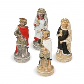 Schachfiguren Kreuzritterorden aus Alabaster und Kunstharz von Hand bemalt