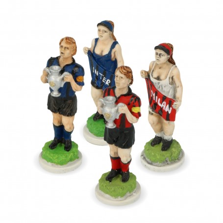 Schachfiguren Fusballmanschaften aus Alabaster und Kunstharz von Hand bemalt