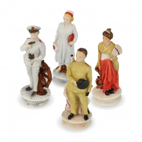 Schachfiguren Schlacht von Midway aus Alabaster und handbemaltem Kunstharz