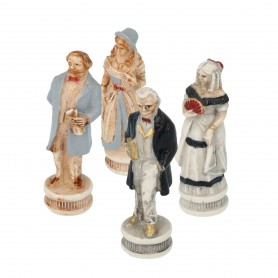 Schachfiguren -Amerikanischer Bürgerkrieg aus Alabaster und Kunstharz  von Hand bemalt