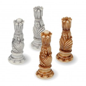 Schachfiguren Jugendstil "Art Nouveau" aus Alabaster und Kunstharz handbemalt