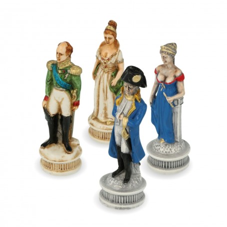 Schachfiguren Schlacht von Borodino aus Alabaster und Kunstharz handbemalt