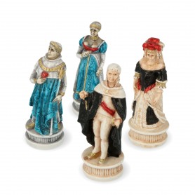 Schachfiguren Schlacht von Spanien aus Alabaster und Kunstharz von Hand bemalt.