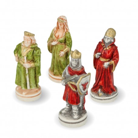 Schachfiguren Schlacht von Camelot aus Alabaster und Kunstharz von Hand bemalt