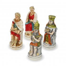 Kleopatra und Cäsar Schachfiguren aus Alabaster und handbemaltem Kunstharz