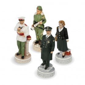 Schachfiguren zweiter Weltkrieg - Hitler gegen Stalin aus Alabaster und Kunstharz handbemalt