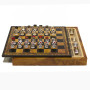Komplettes Schachset mit Schachfiguren "DAS POKERSPIEL"  Handbemalt und Schachbrett mit Box Behälter aus Kunstleder