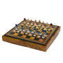 Komplettes Schachset mit Schachfiguren "DAS ANTIKE ROM" Handbemalt und Schachbrett mit Box Behälter aus Kunstleder