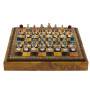 Komplettes Schachset mit Schachfiguren "DAS ANTIKE ROM" Handbemalt und Schachbrett mit Box Behälter aus Kunstleder