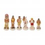 Schachfiguren Far West Cowboys gegen Indianer aus Alabaster und Kunstharz von Hand bemalt.