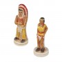 Schachfiguren Far West Cowboys gegen Indianer aus Alabaster und Kunstharz von Hand bemalt.