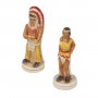 Schachfiguren Far West Cowboys gegen Indianer aus Alabaster und Kunstharz von Hand bemalt.