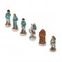 Schachfiguren Far West Cowboys gegen Indianer aus Alabaster und Kunstharz von Hand bemalt.