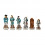 Schachfiguren Far West Cowboys gegen Indianer aus Alabaster und Kunstharz von Hand bemalt.