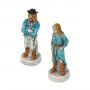 Schachfiguren Far West Cowboys gegen Indianer aus Alabaster und Kunstharz von Hand bemalt.