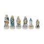 Schachfiguren Schlacht von Cornwall aus Alabaster und handbemaltem Kunstharz